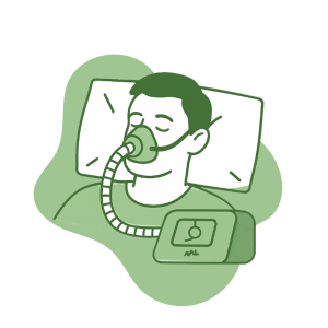 a illustrator of person using a cpap machine
